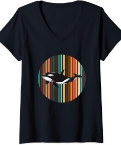 Womens Retro Orca V-Neck T-Shirt