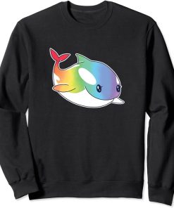 Cute Kawaii Rainbow Whale Shirt, Orca Lover Gift Sweatshirt