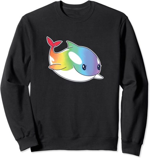 Cute Kawaii Rainbow Whale Shirt, Orca Lover Gift Sweatshirt