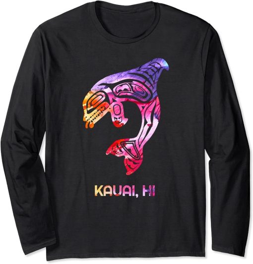 Tribal Kauai Orca Killer Whale Indigenous Native Long Sleeve T-Shirt