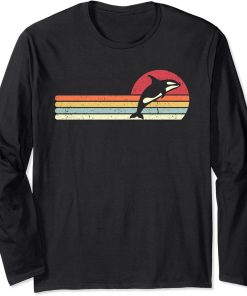 Orca, Retro Killer Whale Long Sleeve T-Shirt