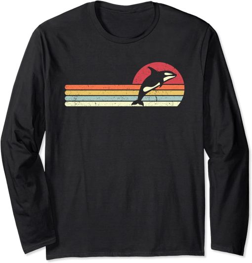 Orca, Retro Killer Whale Long Sleeve T-Shirt